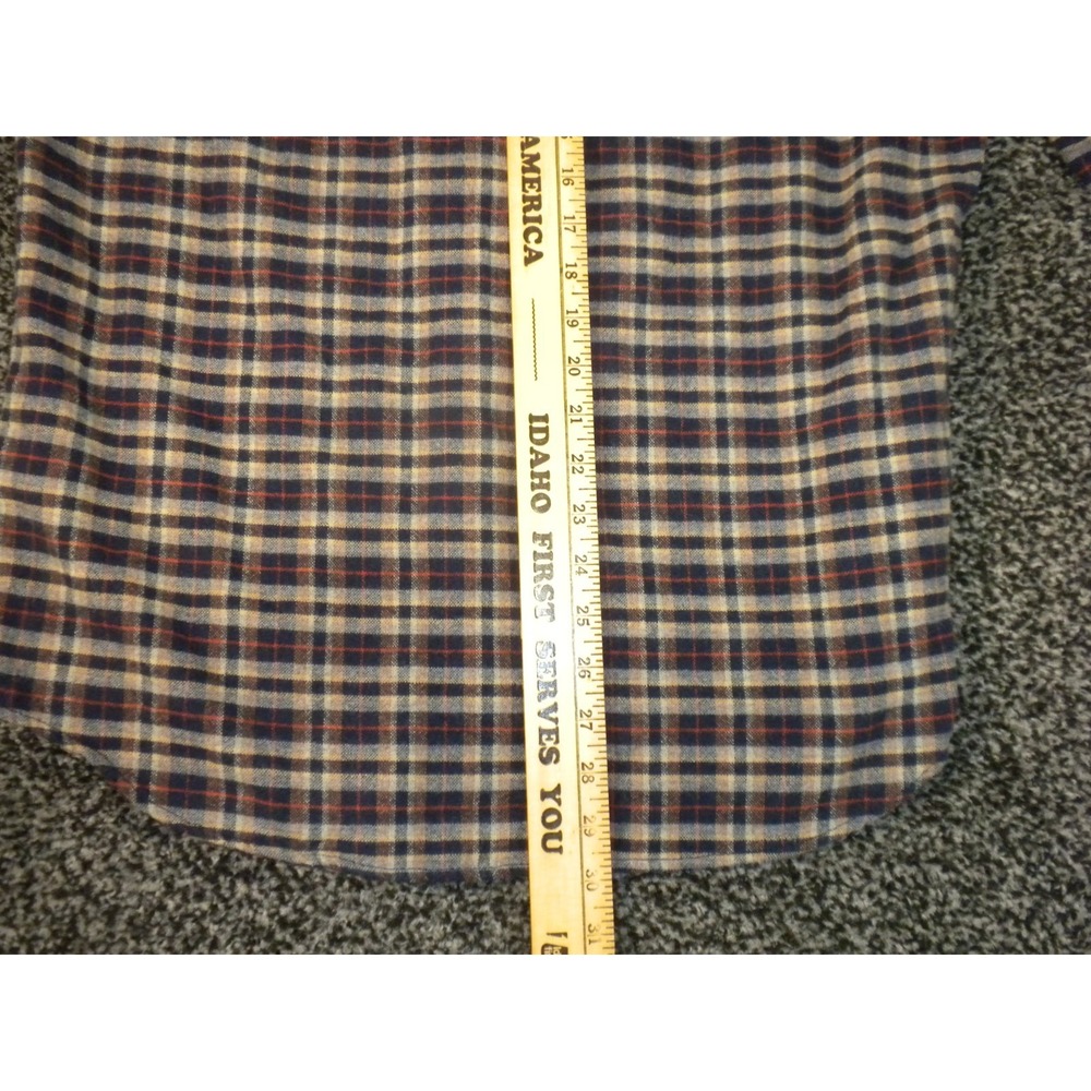 J Crew Shirt Mens M Blue Brown Plaid Flannel Wool Blend Leather Elbow Patch - Picture 10 of 11